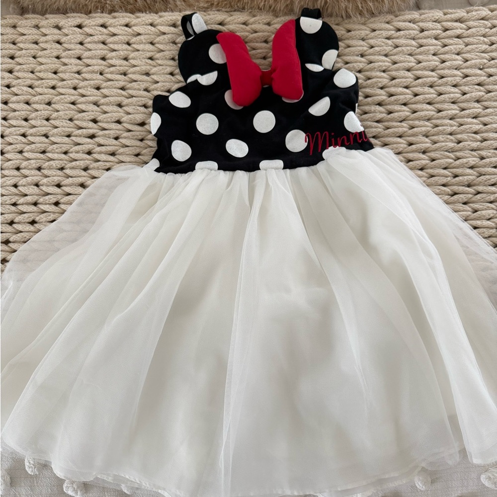 Disney Black Polka Dot Dress with Red Bow